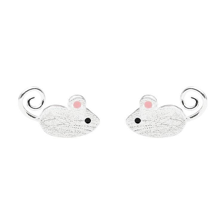 AMORETTO MILANO 925 Silver Children's Stud Earrings Mouse Silver