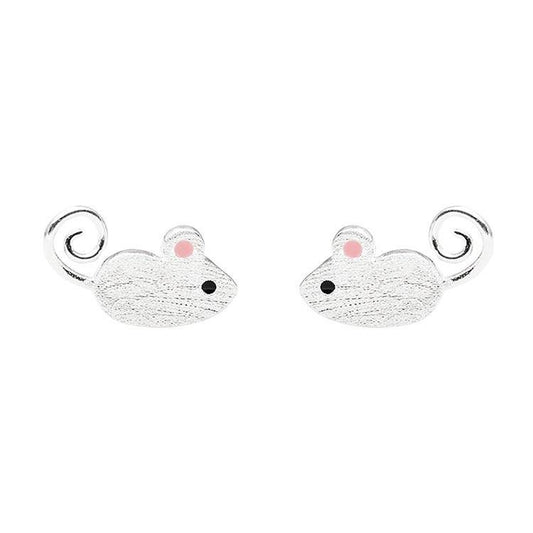AMORETTO MILANO 925 Silber Kinder Ohrstecker Maus Silber