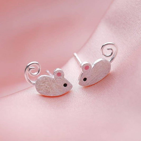 AMORETTO MILANO 925 Silber Kinder Ohrstecker Maus Silber