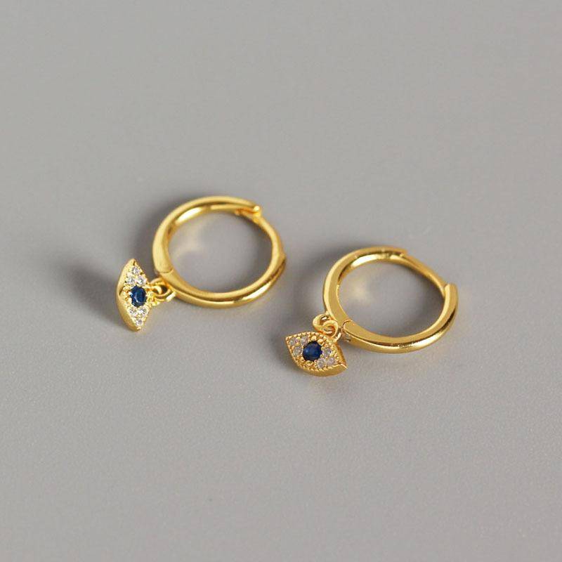 AMORETTO MILANO 925 Silber Auge Blau Creole Gold