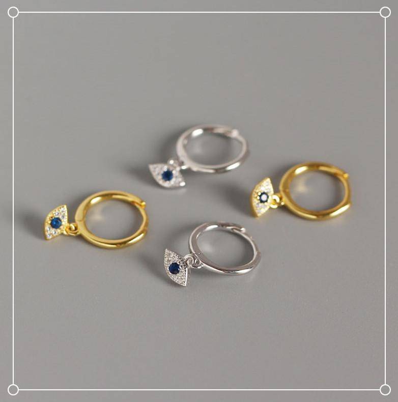 AMORETTO MILANO 925 Silber Auge Blau Creole Gold