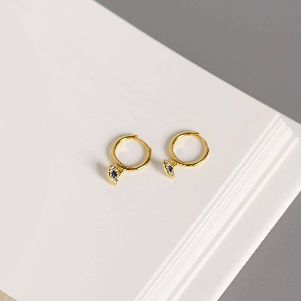 AMORETTO MILANO 925 Silber Auge Blau Creole Gold