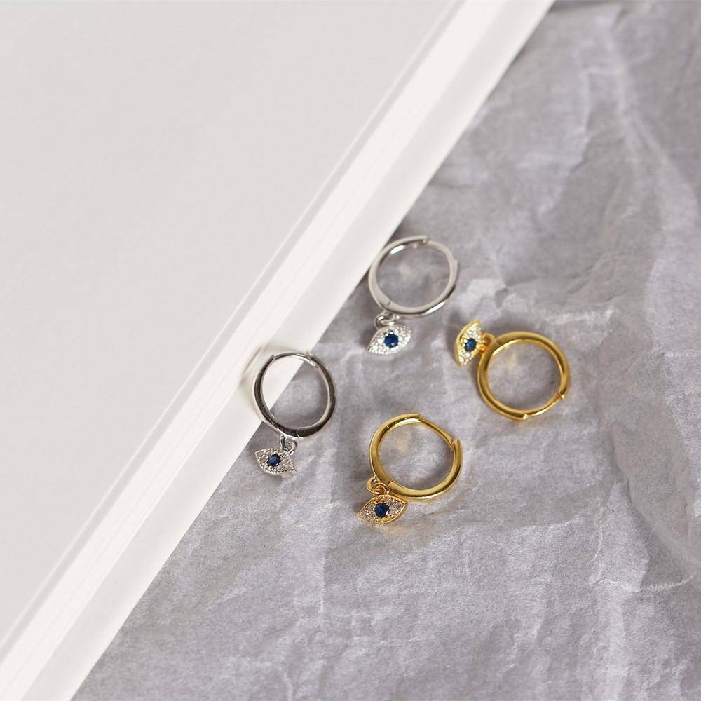 AMORETTO MILANO 925 Silber Auge Blau Creole Gold
