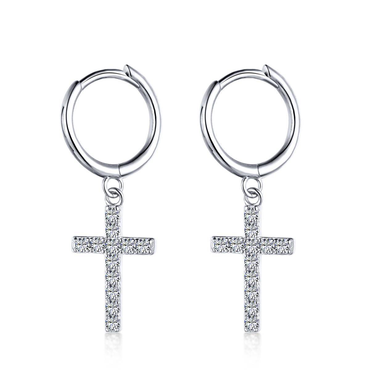 AMORETTO MILANO 925 Silber Kreuz Zirkoniasteine Creole Silber