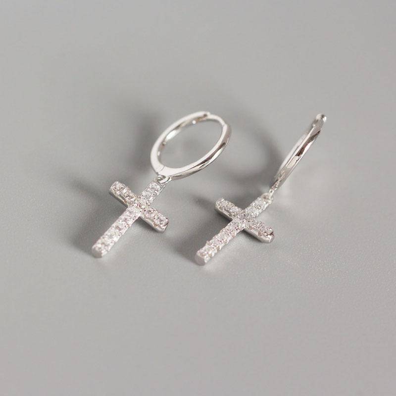 AMORETTO MILANO 925 Silber Kreuz Zirkoniasteine Creole Silber