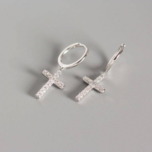 AMORETTO MILANO 925 Silber Kreuz Zirkoniasteine Creole Silber