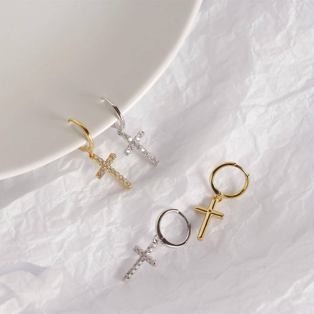 AMORETTO MILANO 925 Silber Kreuz Zirkoniasteine Creole Silber
