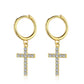 AMORETTO MILANO 925 Silver Cross Zirconia Hoop Earrings Gold