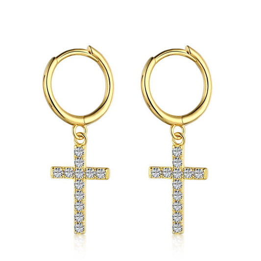 AMORETTO MILANO 925 Silber Kreuz Zirkoniasteine Creole Gold