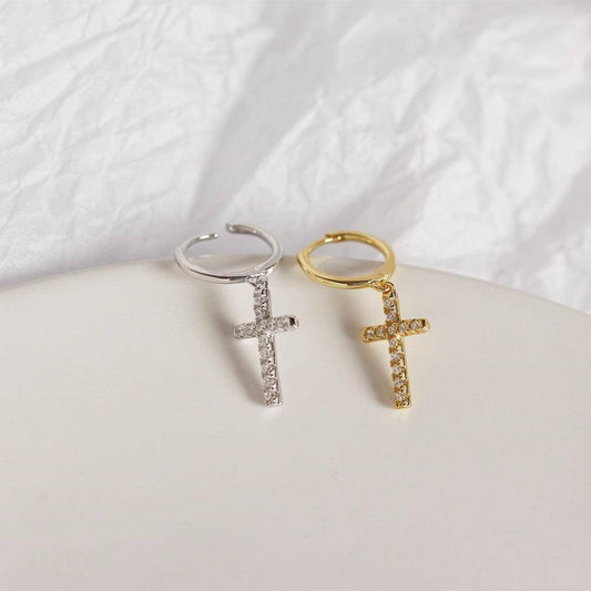 AMORETTO MILANO 925 Silber Kreuz Zirkoniasteine Creole Gold