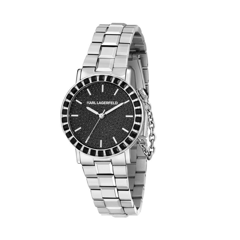 KARL LAGERFELD Damenuhr CRYSTALS Silber Schwarz