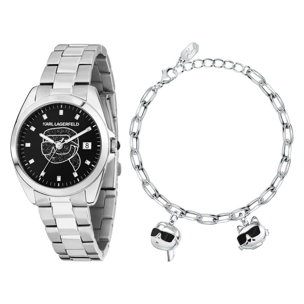 KARL LAGERFELD Damenuhr ROUND ESSENTIALS Silber Schwarz