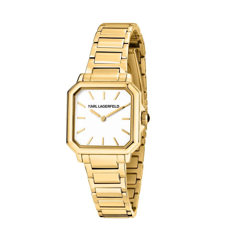 KARL LAGERFELD Damenuhr SQUARE CLASSICS Gold Weiß