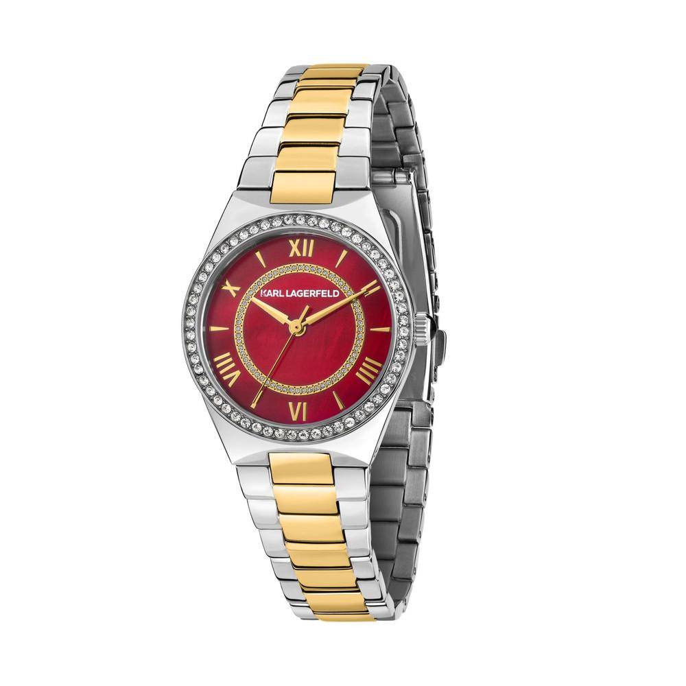 Montre femme KARL LAGERFELD HAMBURG bicolore rouge