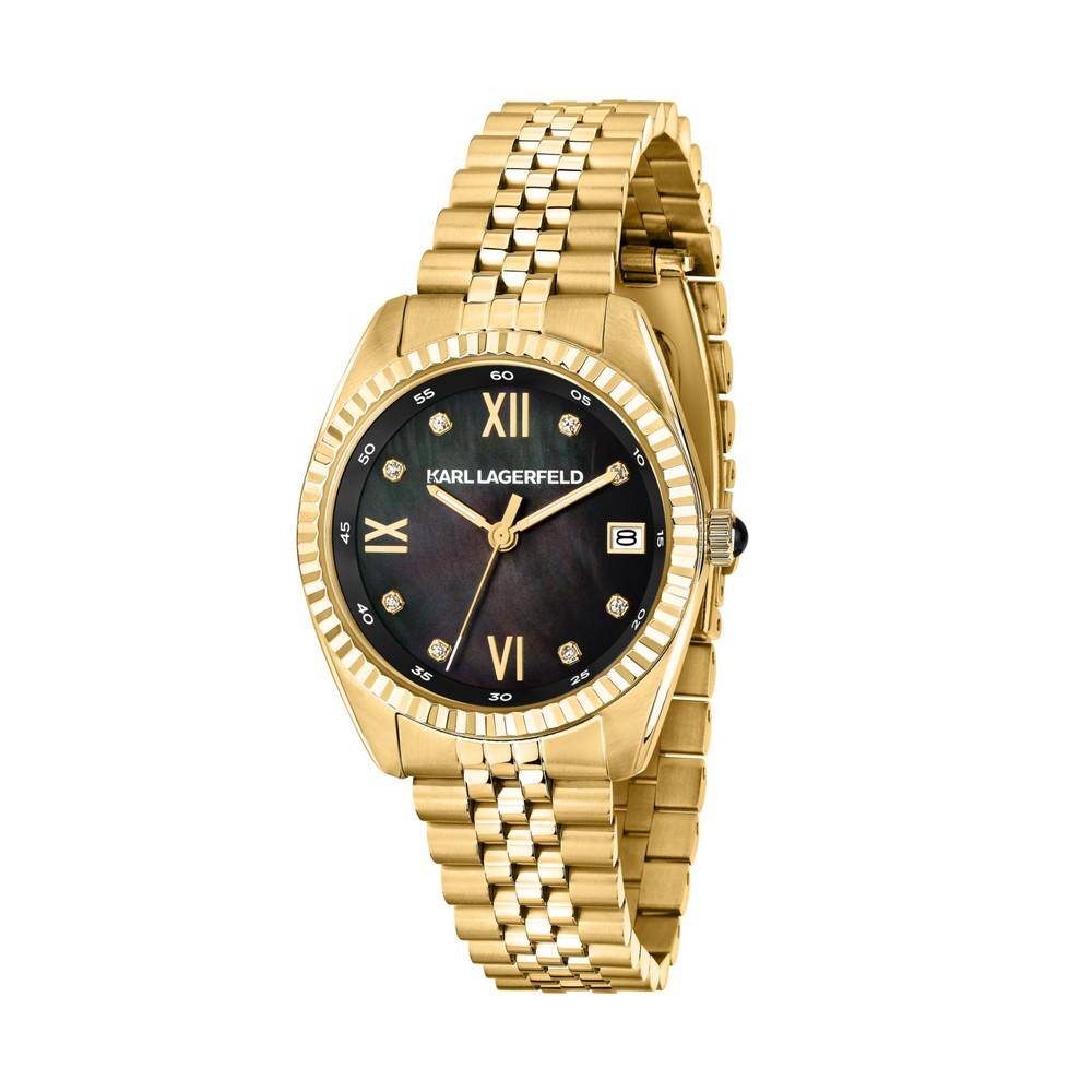 KARL LAGERFELD Damenuhr TIMELESS CODE Gold Schwarz