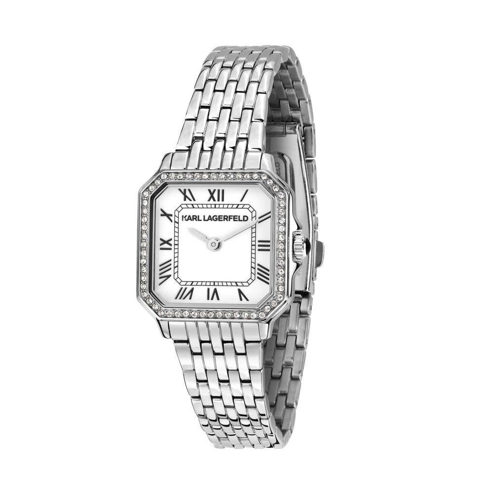 KARL LAGERFELD Damenuhr ICON SQUARE Silber Weiß