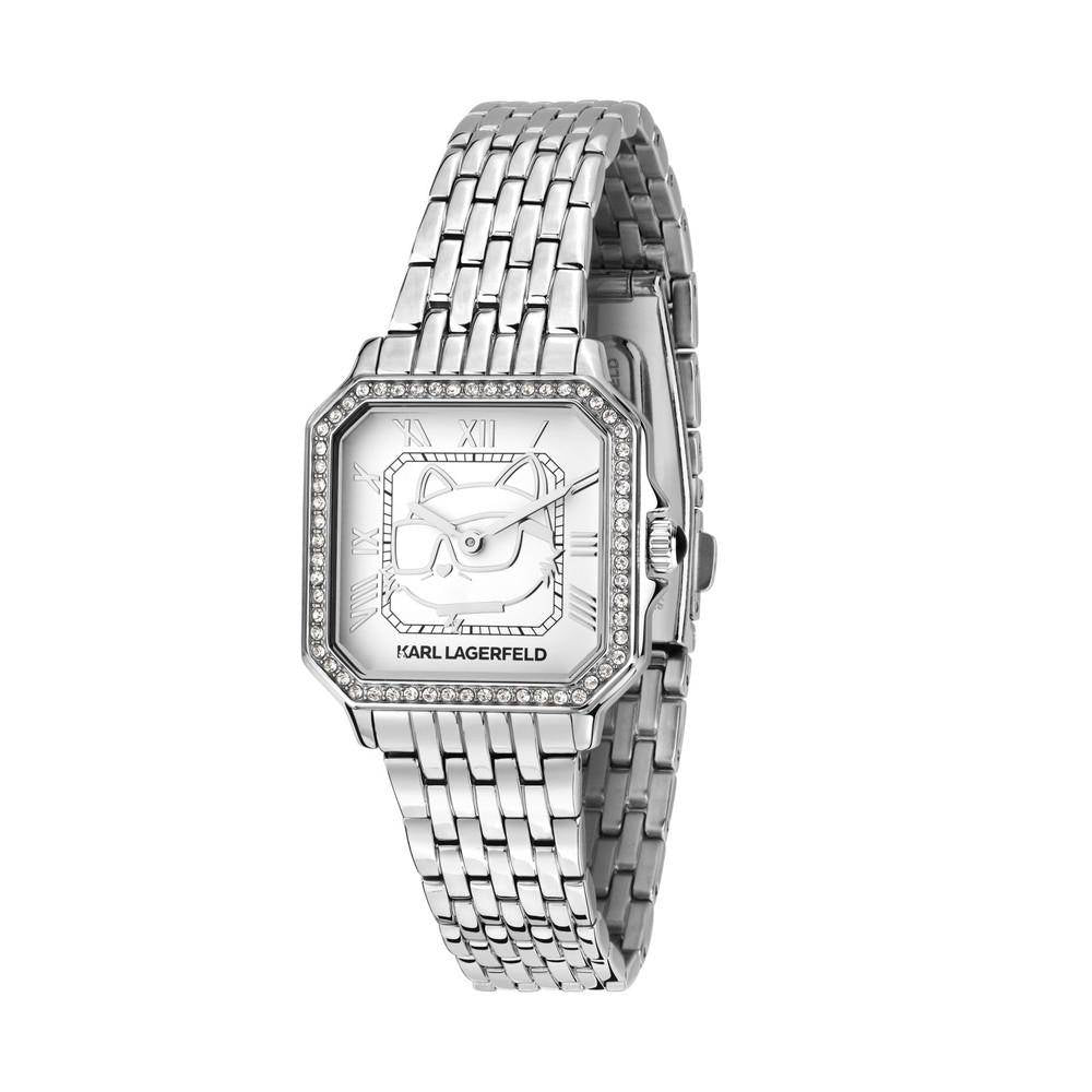 KARL LAGERFELD Damenuhr ICON SQUARE Silber Weiß