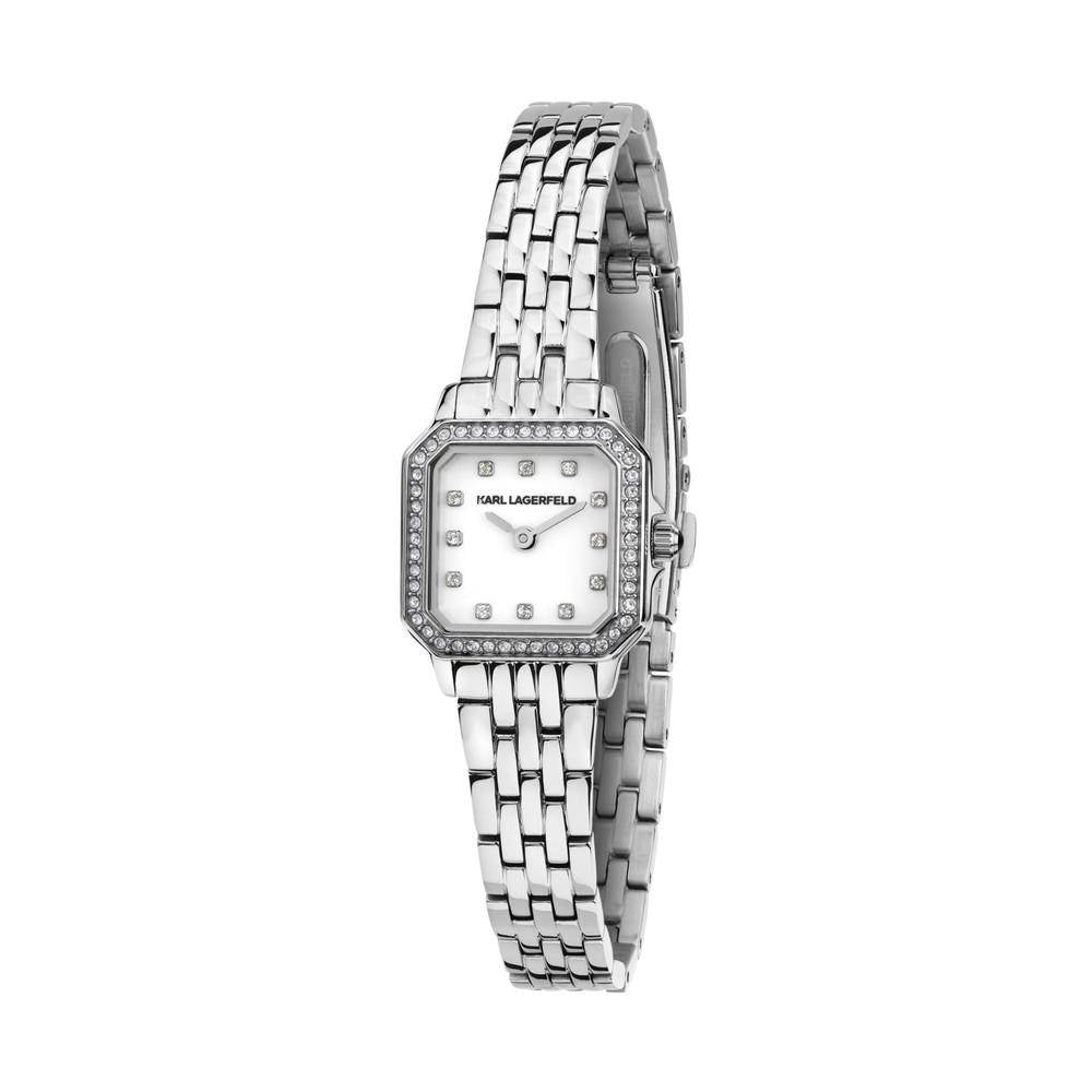 KARL LAGERFELD Damenuhr ICON SQUARE MINI Silber Weiß