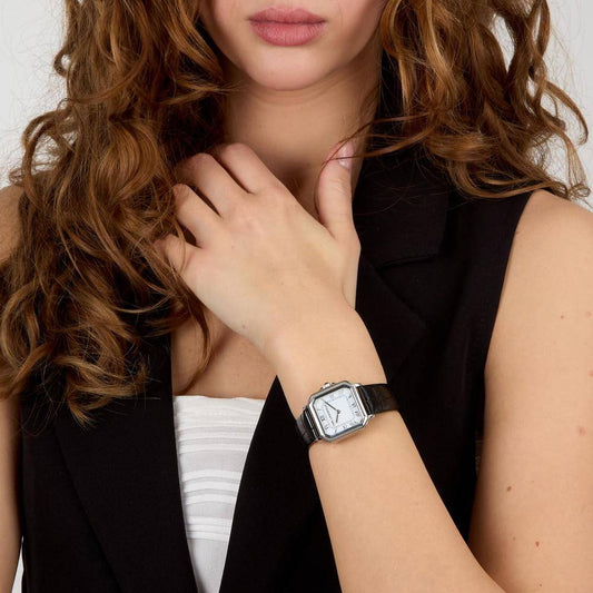Montre femme KARL LAGERFELD ICON SQUARE noire et blanche