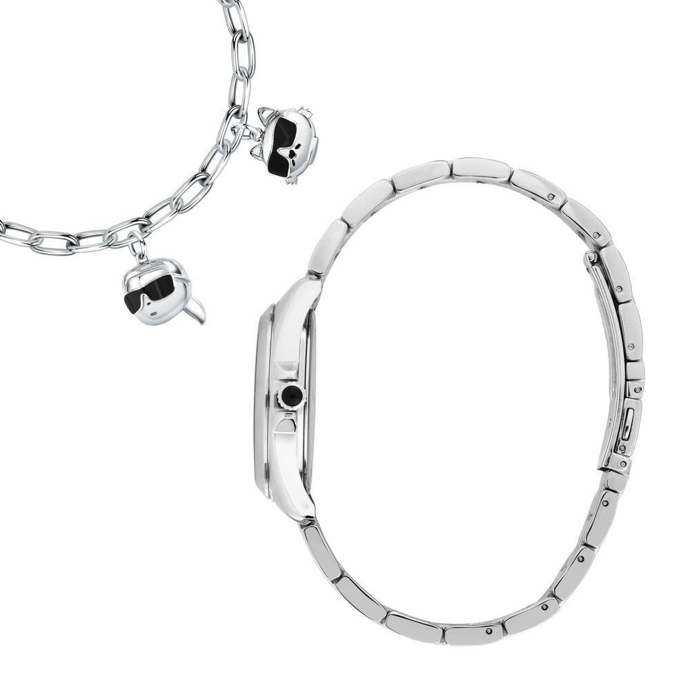 KARL LAGERFELD Damenuhr ROUND ESSENTIALS Silber Schwarz