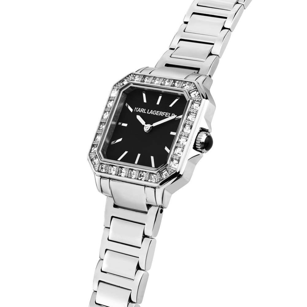 KARL LAGERFELD Damenuhr SQUARE CLASSICS Silber Schwarz