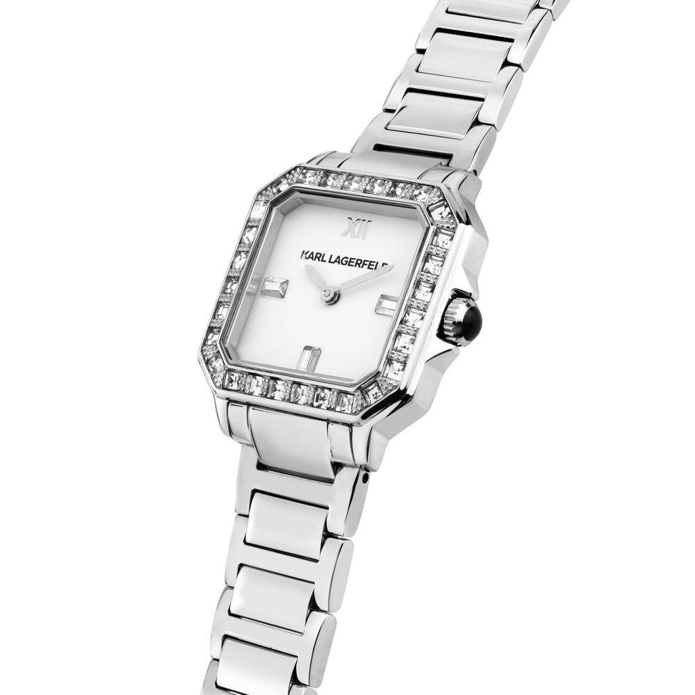 KARL LAGERFELD Damenuhr SQUARE CLASSICS Silber Weiß