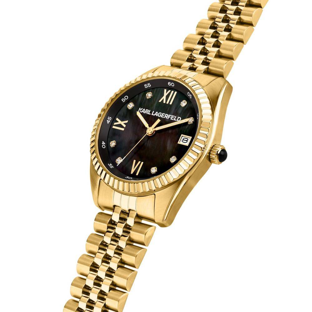 KARL LAGERFELD Damenuhr TIMELESS CODE Gold Schwarz