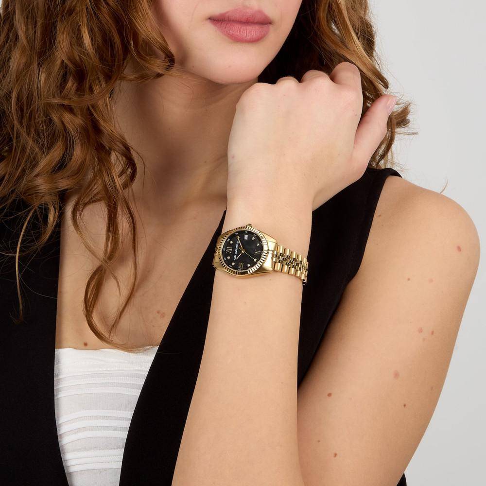 KARL LAGERFELD Damenuhr TIMELESS CODE Gold Schwarz