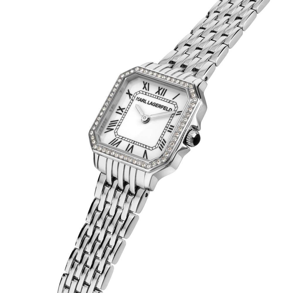 KARL LAGERFELD Damenuhr ICON SQUARE Silber Weiß