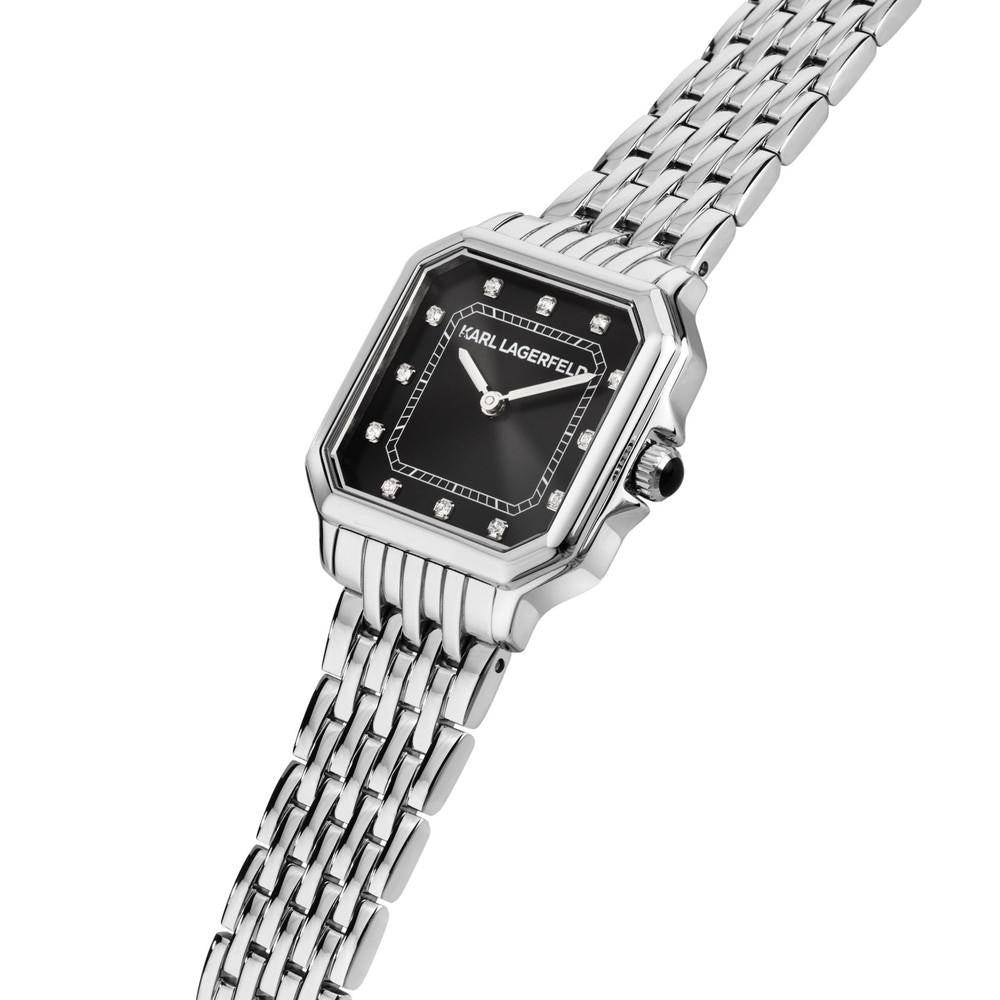 KARL LAGERFELD Damenuhr ICON SQUARE Silber Schwarz