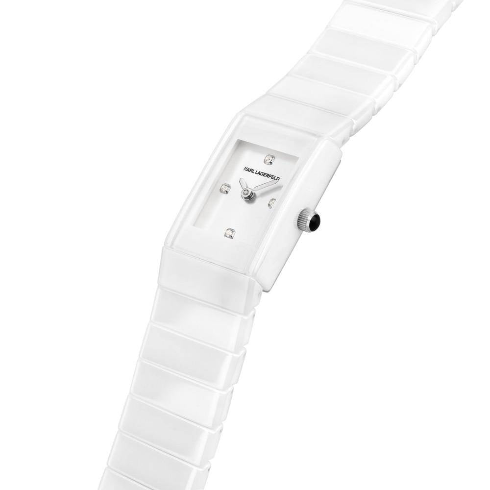 KARL LAGERFELD Damenuhr DECO Weiß Silber