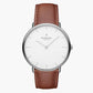 NORDGREEN Damenuhr Native 28 mm Silber Braun Leder