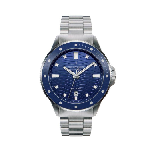 NORDGREEN Montre Homme Waves 40 mm Argent Bleu