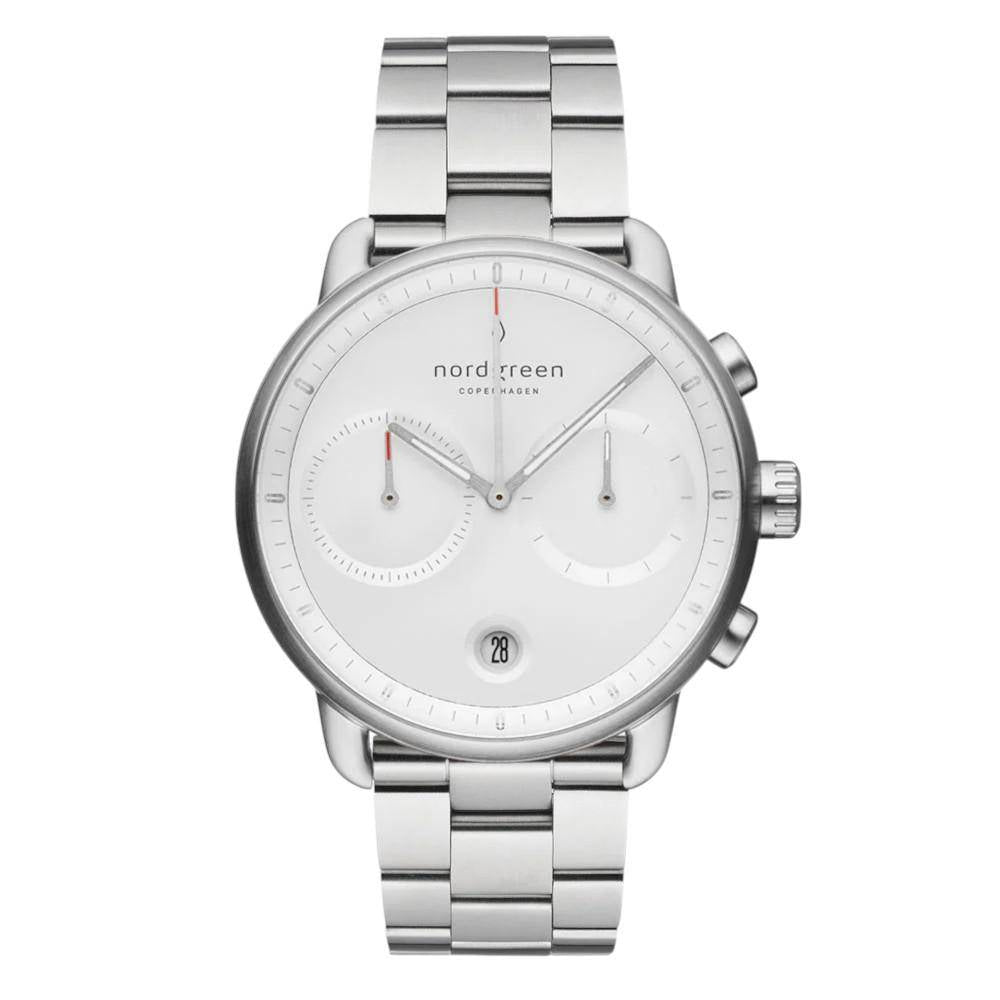NORDGREEN Herrenuhr Pioneer Chronograph 42 mm Silber