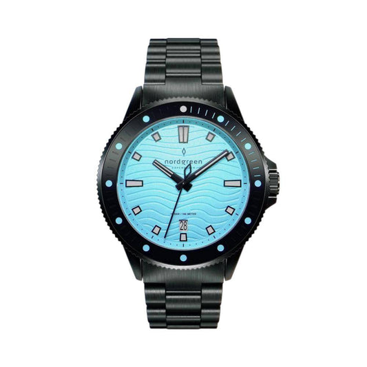 NORDGREEN Montre homme Waves 40 mm Noir Turquoise Bleu