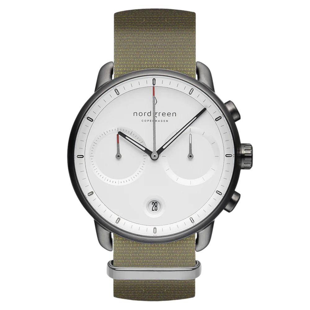 NORDGREEN Herrenuhr Pioneer Chronograph 42 mm Graun Grün Nylon