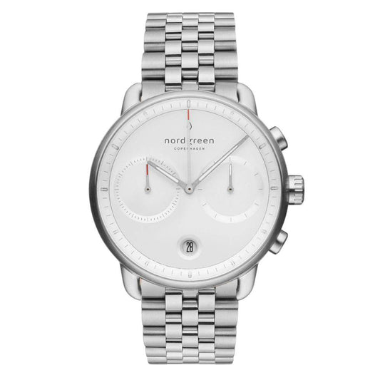 NORDGREEN Montre pour Homme Pioneer Chronographe 42 mm Argent