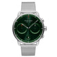 NORDGREEN Herrenuhr Pioneer Chronograph 42 mm Silber Grün Mesh