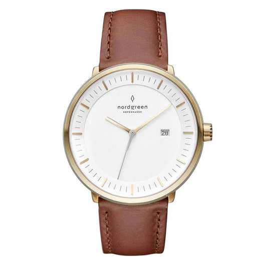 NORDGREEN Montre Femme Philosopher 36 mm Or Cuir Marron