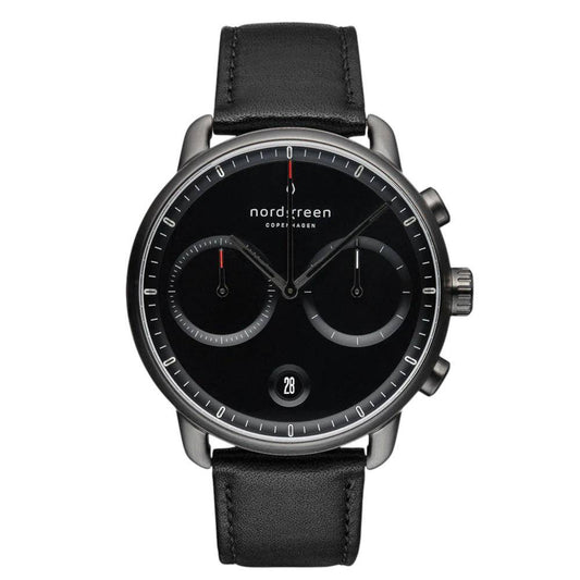NORDGREEN Montre homme Pioneer Chronographe 42 mm Noir Cuir