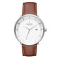 NORDGREEN Herrenuhr Philosopher 40 mm Silber Braun Leder