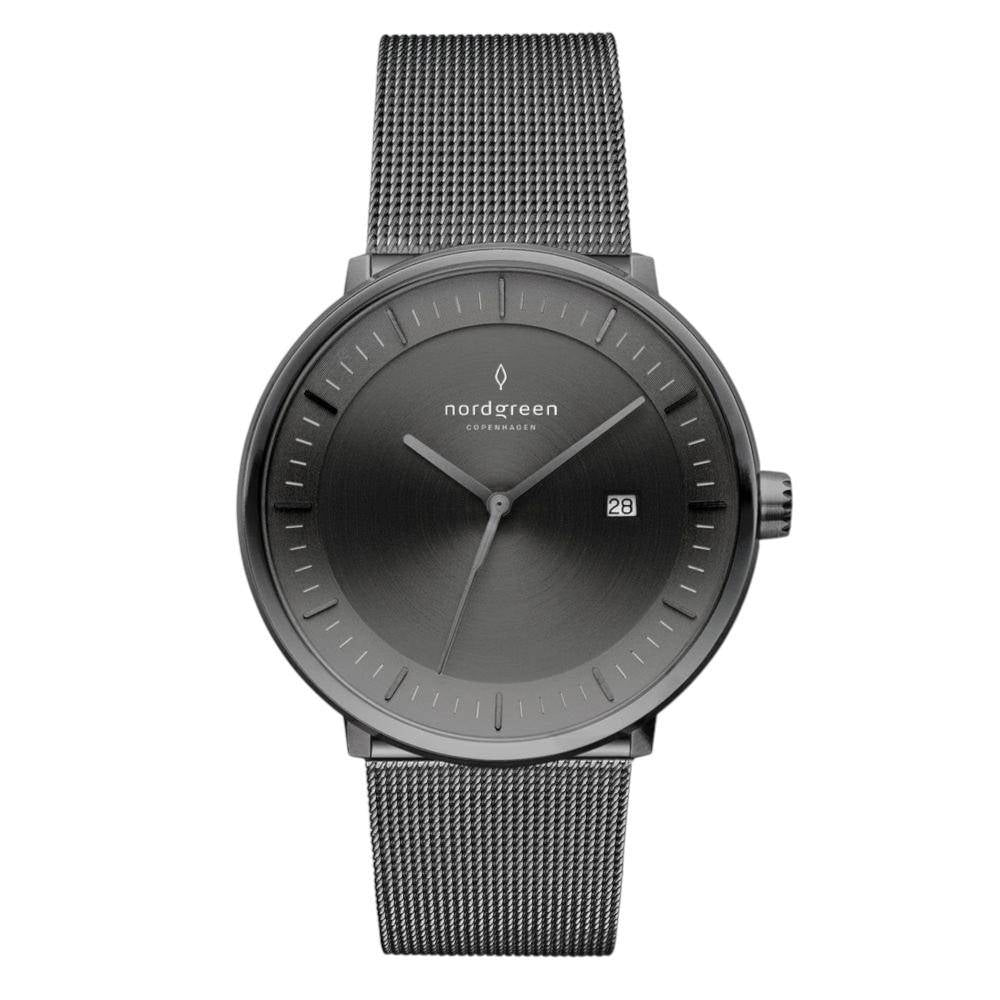 NORDGREEN Herrenuhr Philosopher 40 mm Grau Mesh