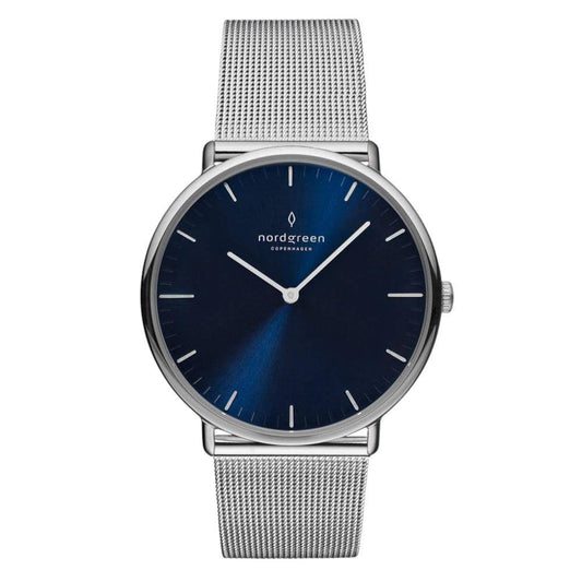 NORDGREEN Montre Homme Native 40 mm Argent Bleu Maille