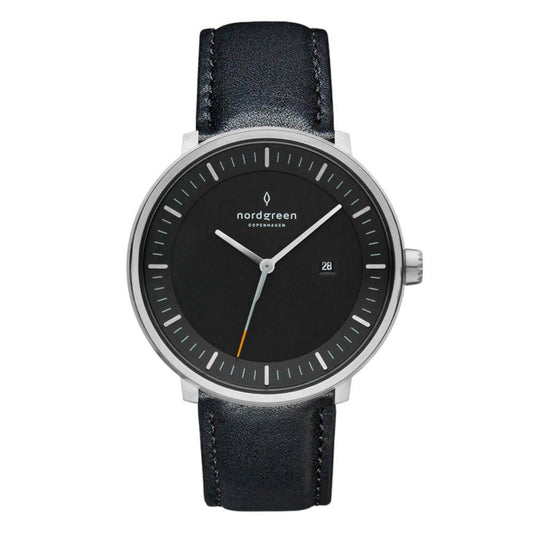 NORDGREEN Montre Homme Philosopher 40 mm Argent Cuir Noir
