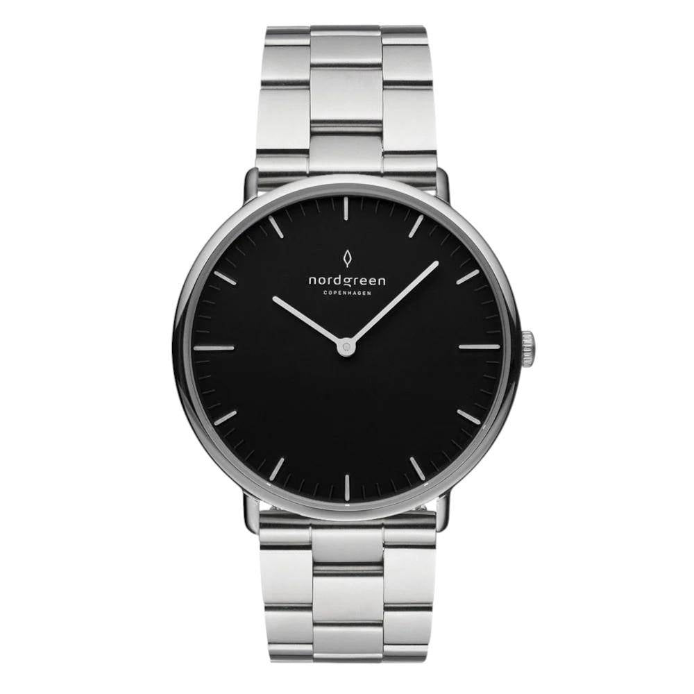 NORDGREEN Herrenuhr Native 40 mm Silber Schwarz