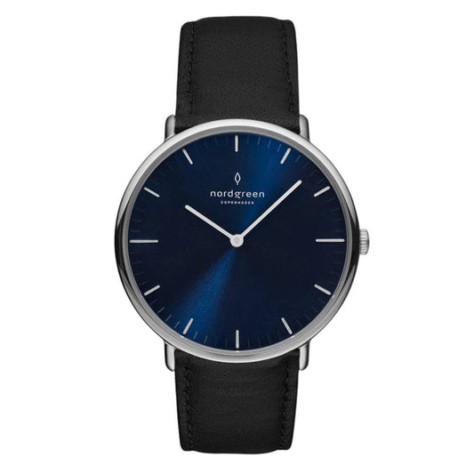 NORDGREEN Montre Femme Native 36 mm Argent Noir Bleu Cuir