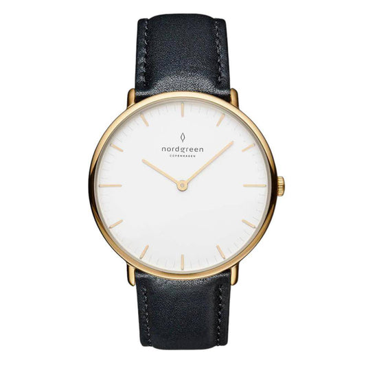 NORDGREEN Montre pour homme Native 40 mm Or Noir Cuir