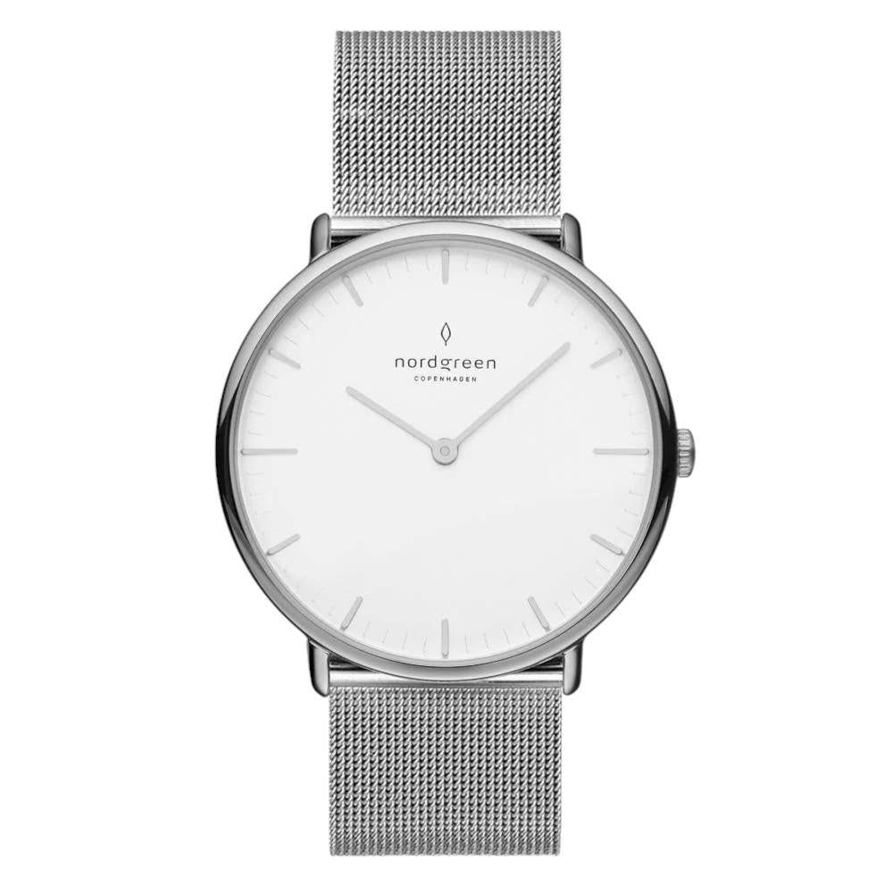 NORDGREEN Damenuhr Native 32 mm Silber Mesh