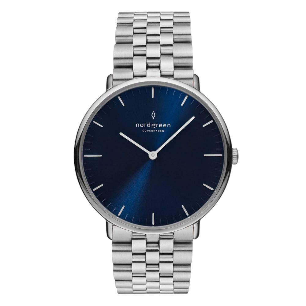 NORDGREEN Herrenuhr Native 40 mm Silber Blau