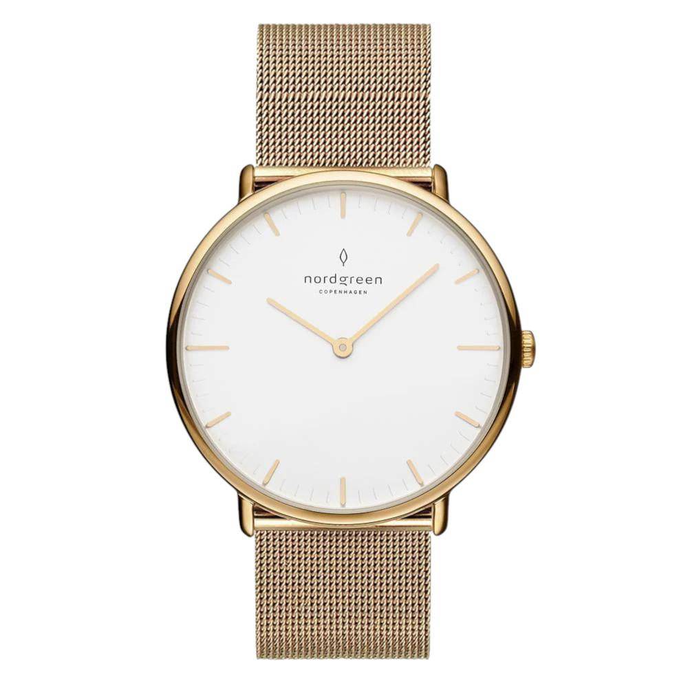 NORDGREEN Herrenuhr Native 40 mm Gold Mesh